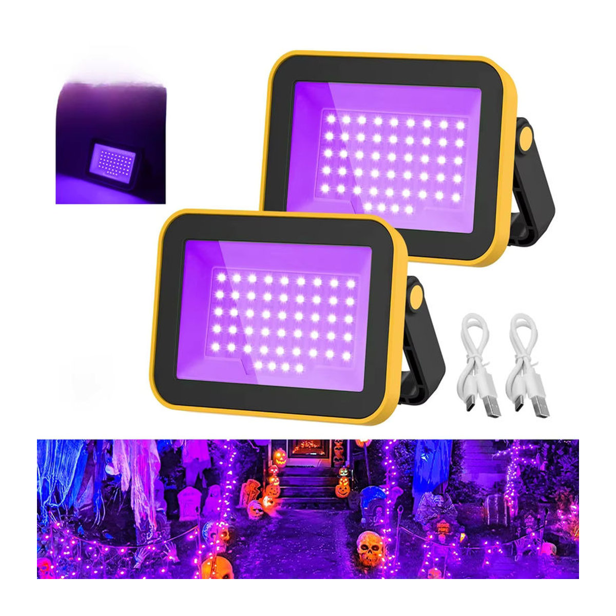 LED UV Schwarzlicht Strahler für DJ, Disco und Party Effektlicht in Schwarz - Bild 7