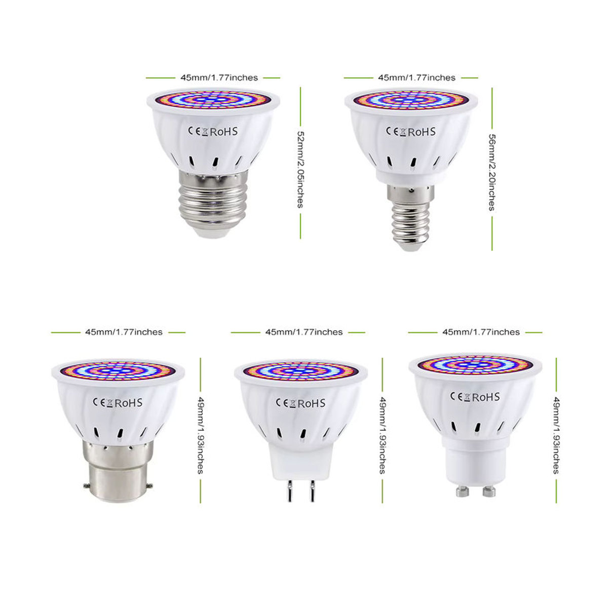 LED Vollspektrum Pflanzenlampe für Gemüseanbau und Hydrokultur in verschiedenen Fassungen wie E27, E14, GU10, MR16, GU5.3 und B22 - Bild 4