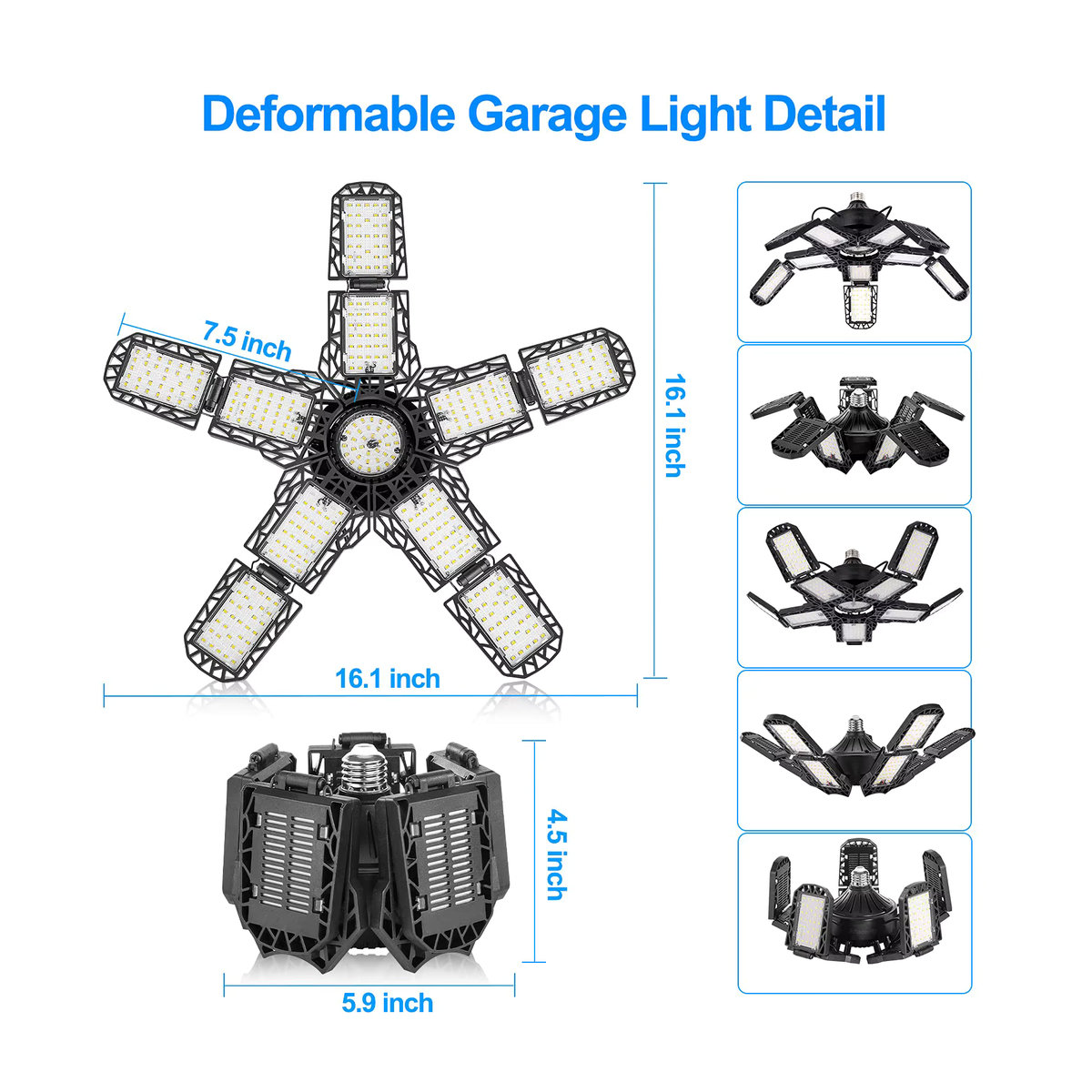 ledcbet Verformbare LED Deckenlampe in Schwarz mit E27 Fassung für industrielle Beleuchtung in Garage, Lager und Werkstatt - Bild 2