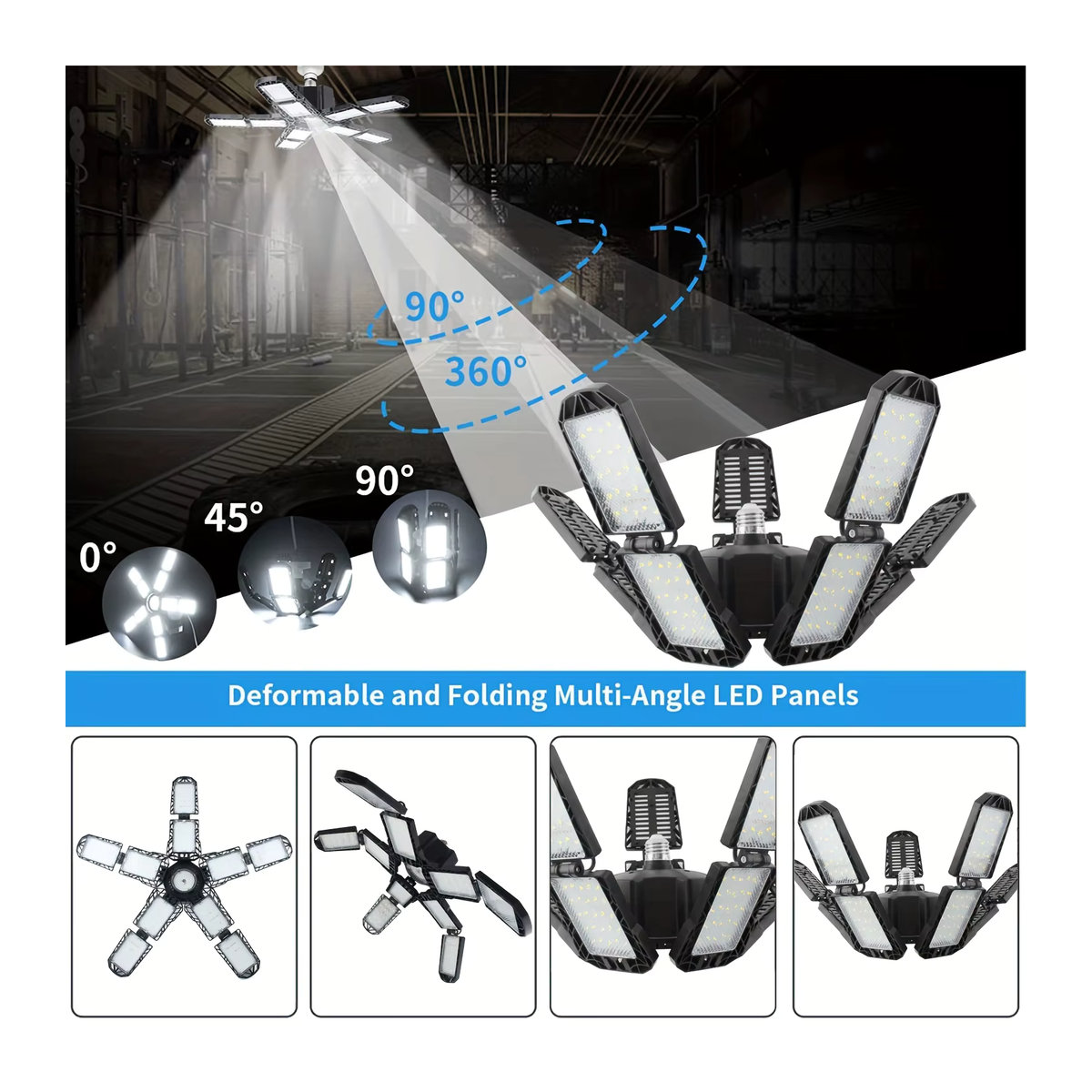 ledcbet Verformbare LED Deckenlampe in Schwarz mit E27 Fassung für industrielle Beleuchtung in Garage, Lager und Werkstatt - Bild 4