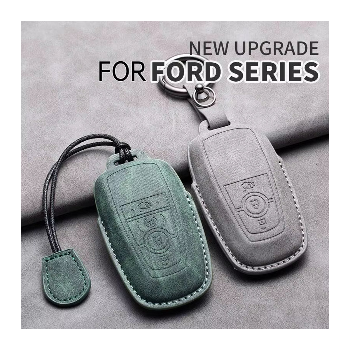 Leder Schlüsselhülle für Ford Fernbedienungsschlüssel in Grau - Bild 2