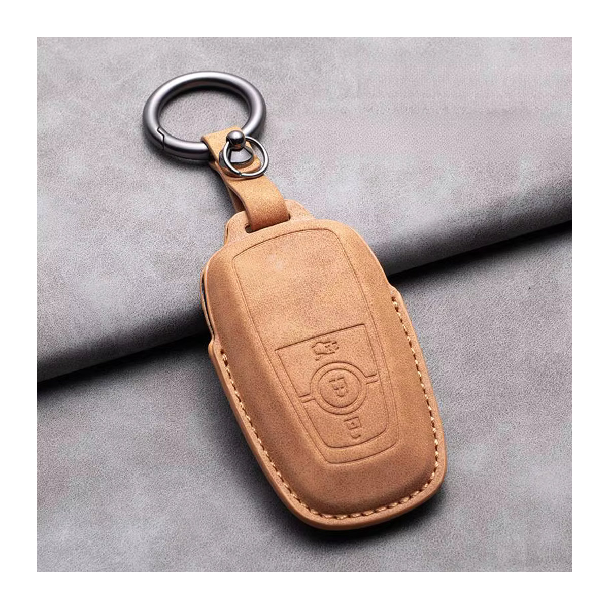 Leder Schlüsselhülle für Ford Fernbedienungsschlüssel in Grau - Bild 3