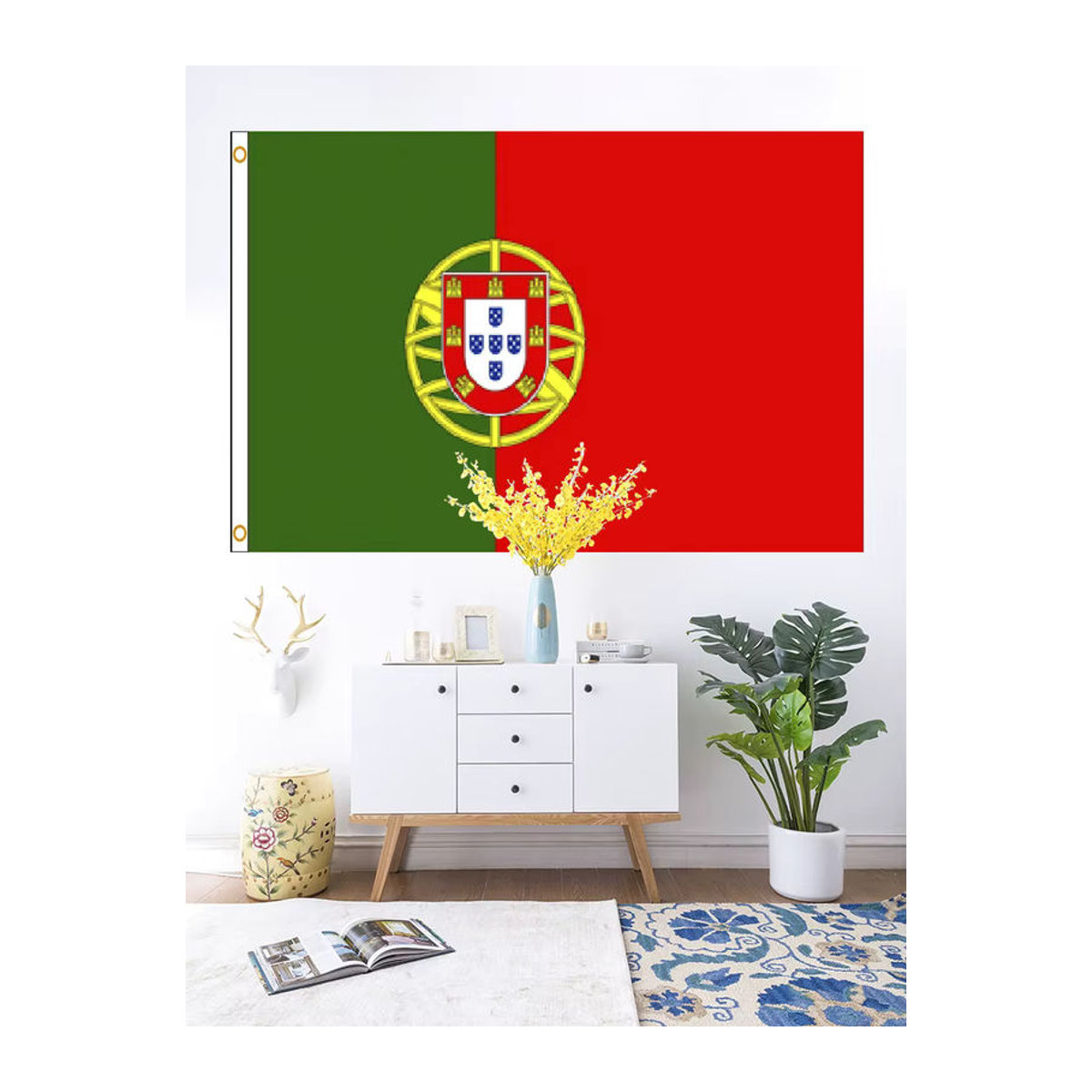 LederflAG Portugal-Flagge als hängendes Textil-Banner, mehrfarbig, B/H: 91,44 x 150 cm - Bild 2