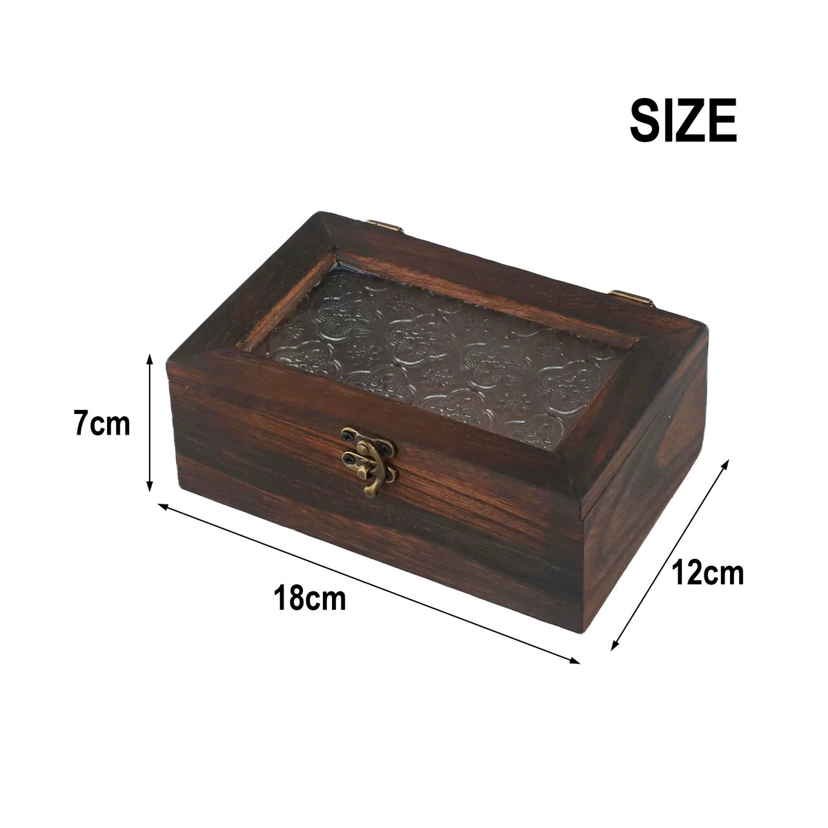 LEENKEA Aufbewahrungsbox aus Glas und Holz in Braun mit floralem Design im Retro-Stil - Bild 5