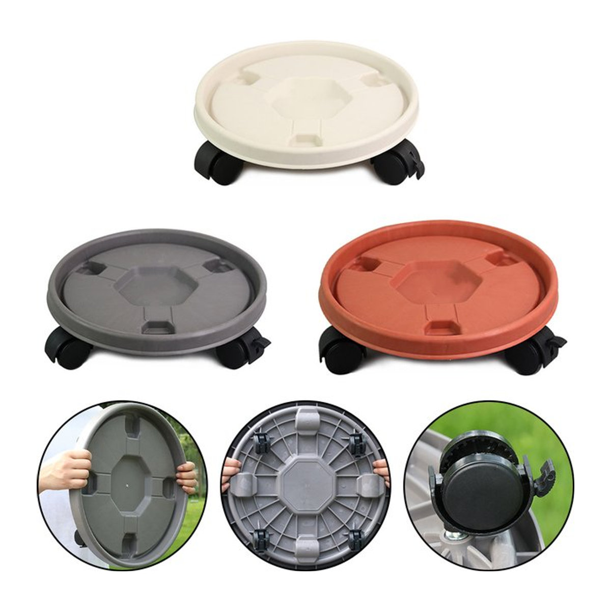 LEENKEA Pflanzenbeweger mit Rollen, Universal Blumentopf-Rolle und bewegliches Pflanzentablett, Durchmesser: 26 cm - Bild 1