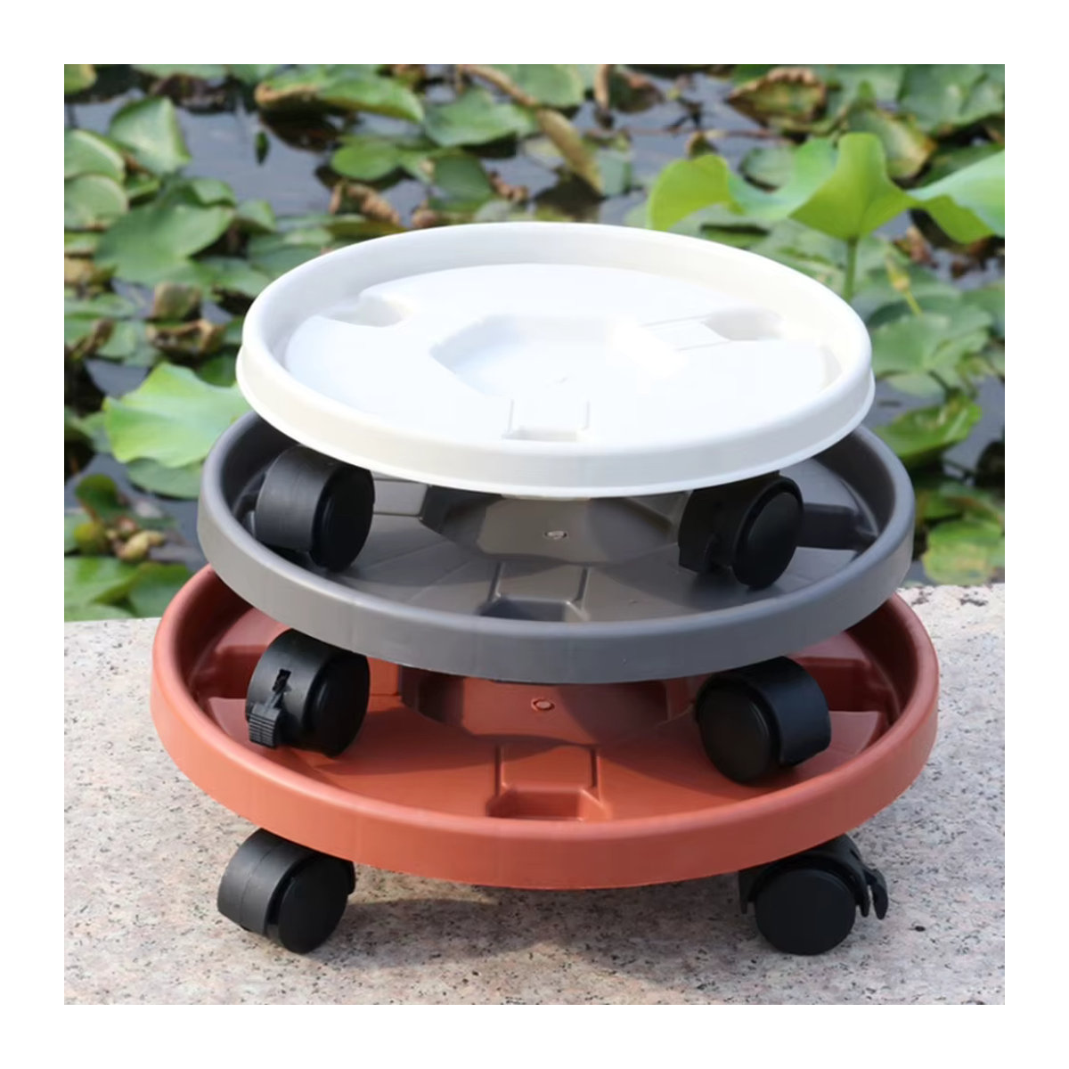 LEENKEA Pflanzenbeweger mit Rollen, Universal Blumentopf-Rolle und bewegliches Pflanzentablett, Durchmesser: 26 cm - Bild 4