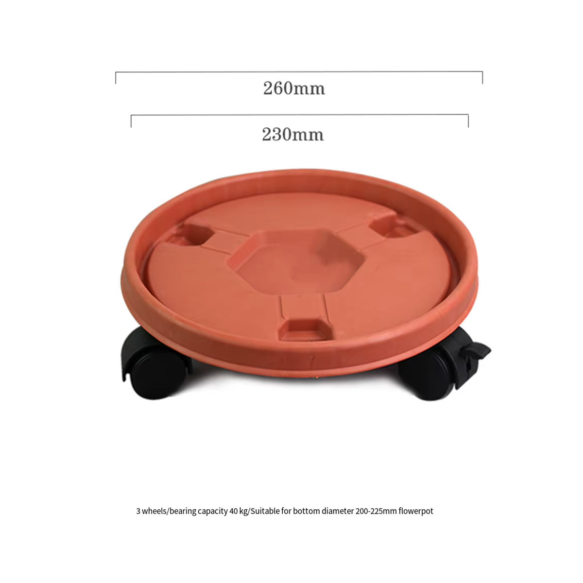 LEENKEA Pflanzenbeweger mit Rollen, Universal Blumentopf-Rolle und bewegliches Pflanzentablett, Durchmesser: 26 cm - Bild 5