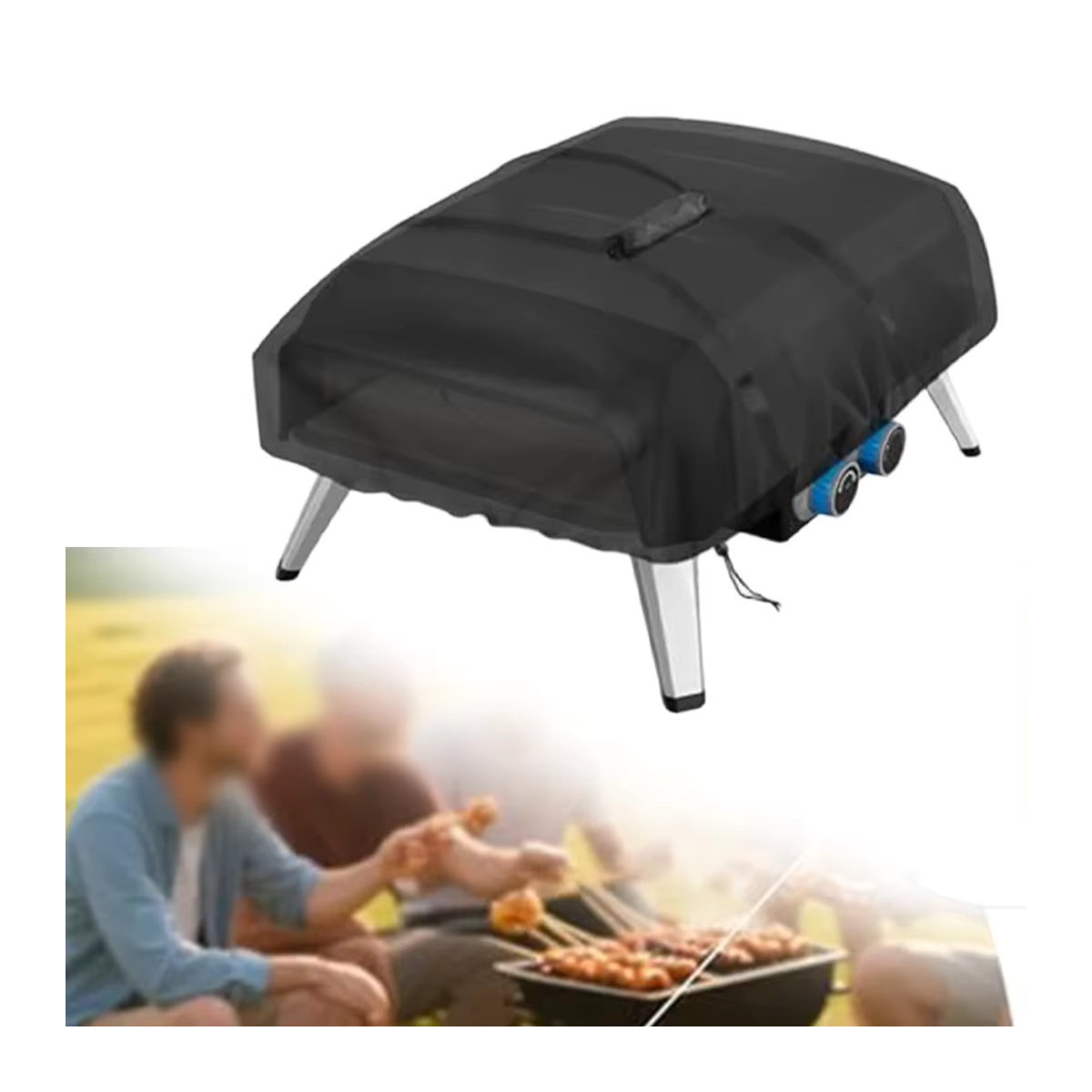 LEENKEA Pizzaofen-Abdeckung für Tefal Gasofen, Schwarz, B/T/H: 71 x 52 x 35 cm - Bild 2