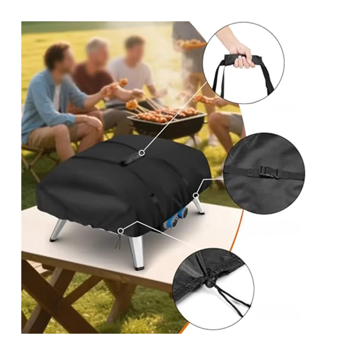 LEENKEA Pizzaofen-Abdeckung für Tefal Gasofen, Schwarz, B/T/H: 71 x 52 x 35 cm - Bild 4