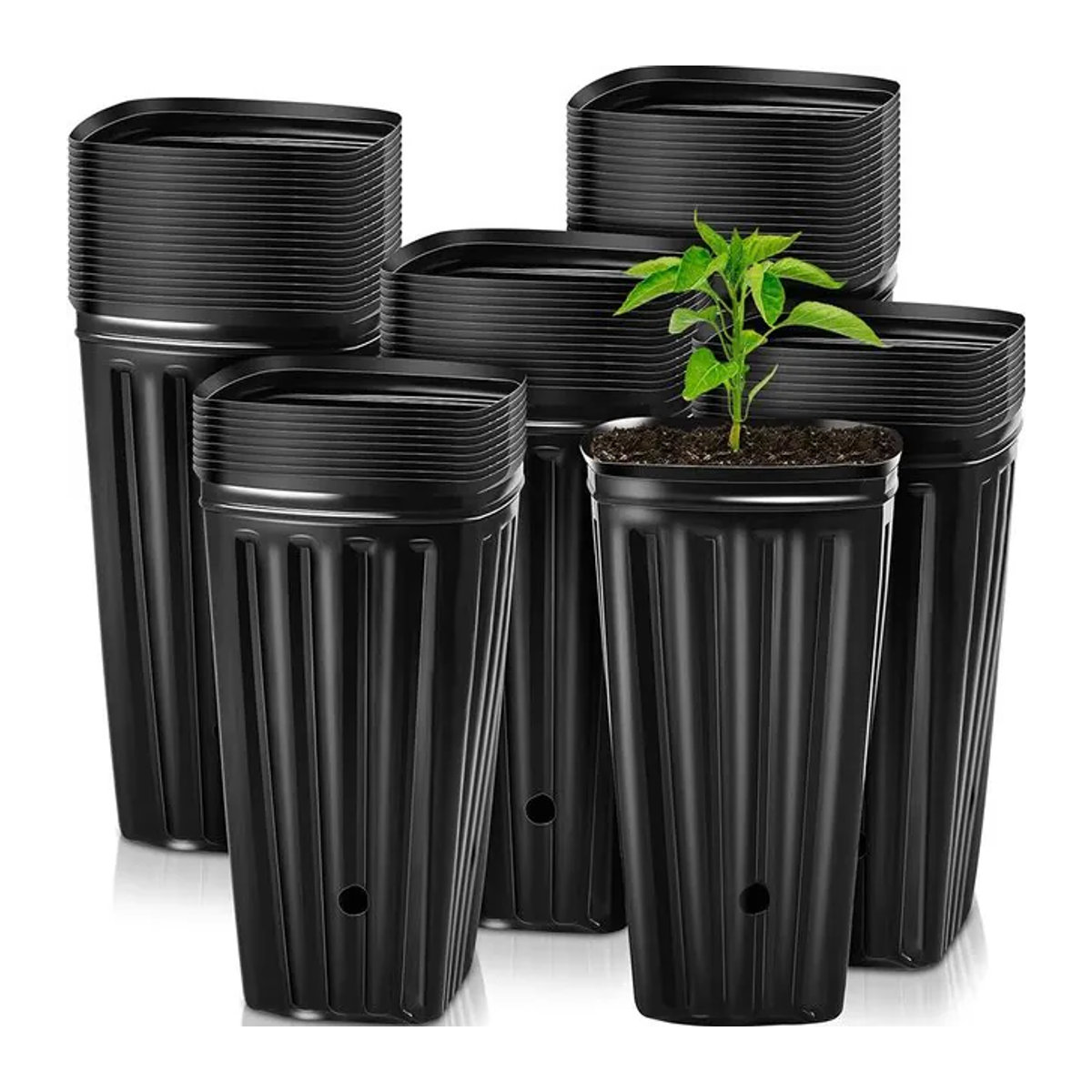 LEENKEA Quadratisches Pflanzgefäß aus Kunststoff für Aussaat und Gartenpflanzen - Bild 1