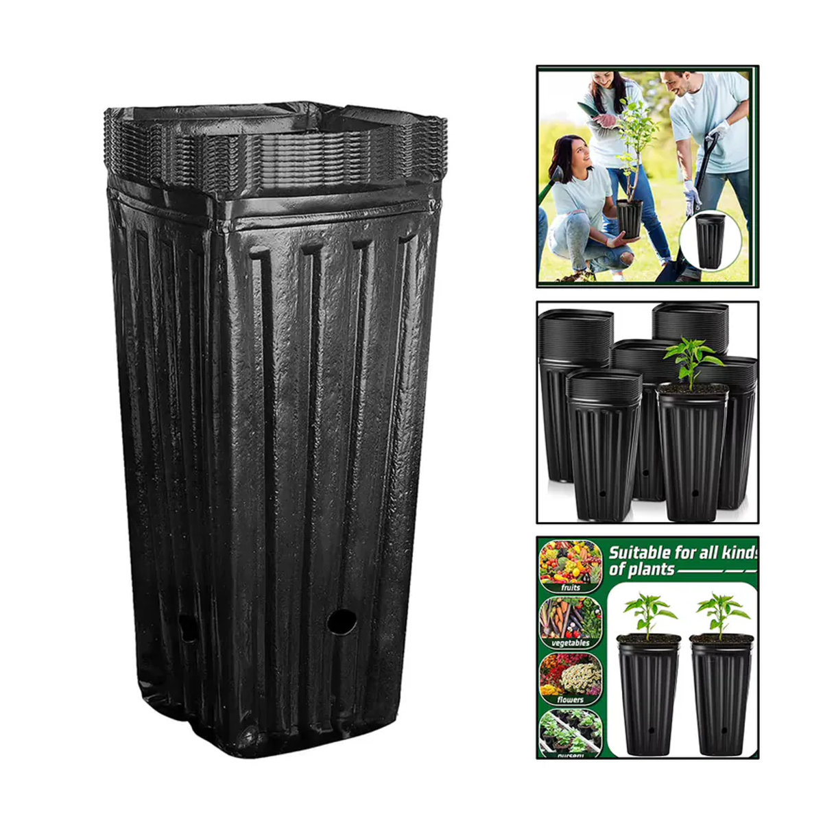 LEENKEA Quadratisches Pflanzgefäß aus Kunststoff für Aussaat und Gartenpflanzen - Bild 2