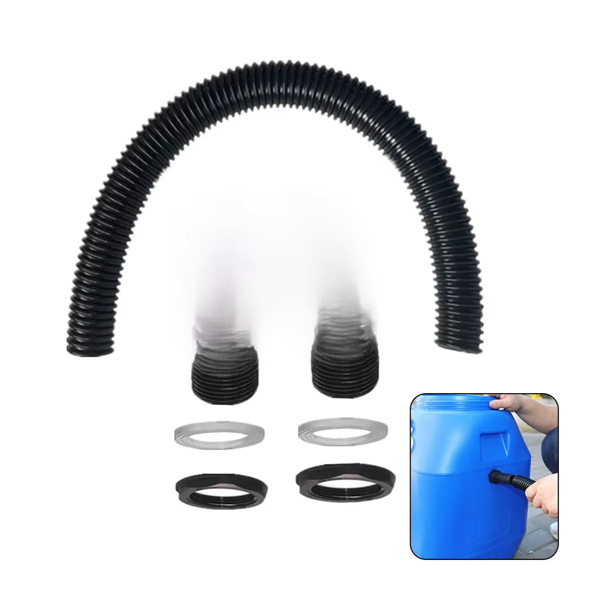 LEENKEA Regenwasser-Regenfass-Verbindungskit mit 25mm Stecker für Schlauchanschluss und Rohrverlängerung in Schwarz - Bild 6