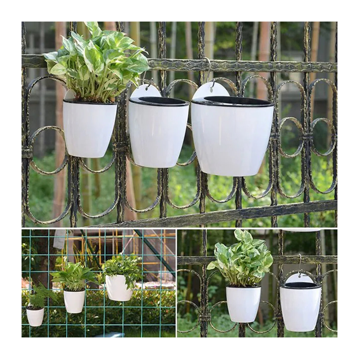 LEENKEA Wand-Blumentopf mit automatischem Bewässerungssystem für Hydrokulturen und Bodenpflanzen aus Kunststoff, Grün - Bild 1