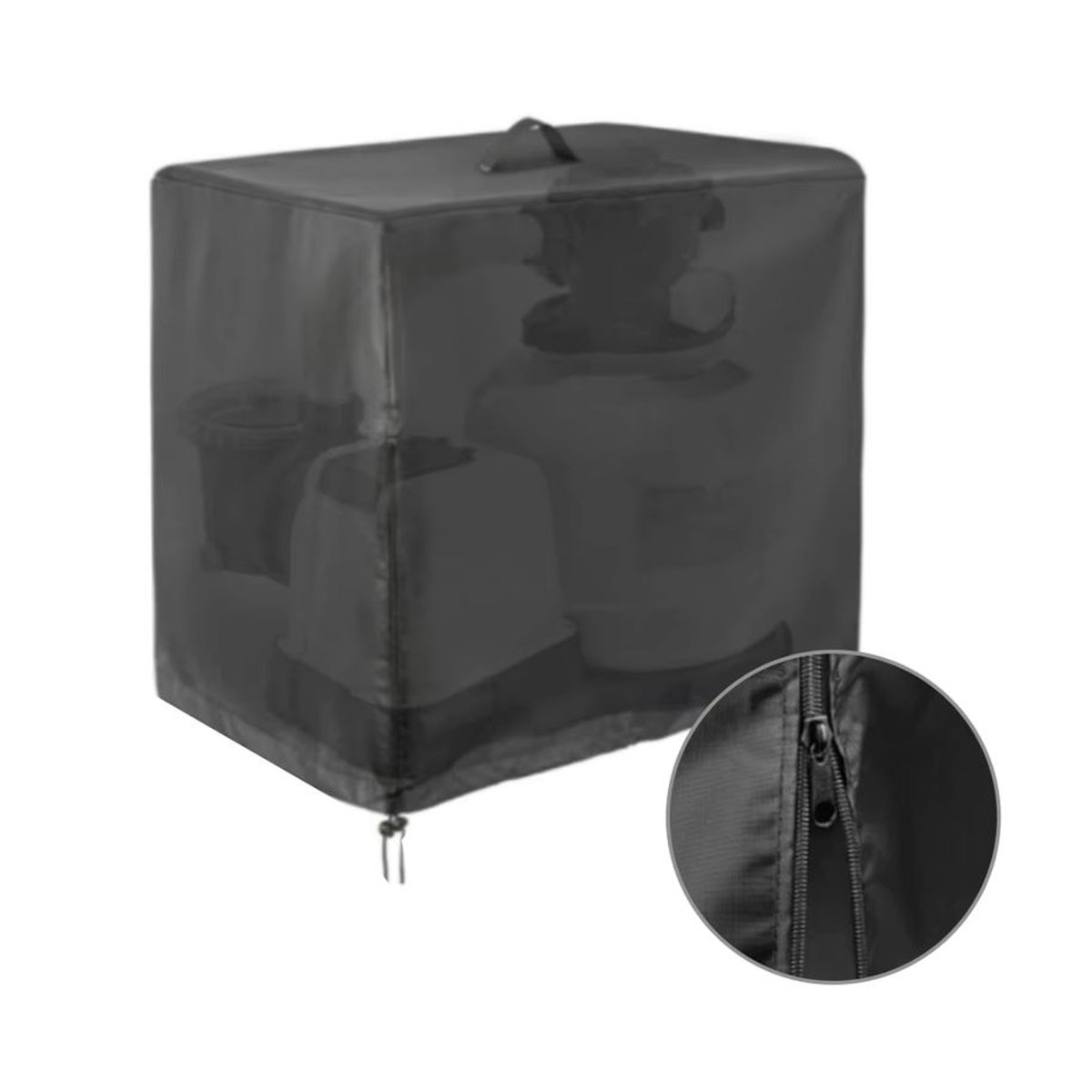 LEENKEA Wasserdichte Sandfilterabdeckung aus 420D Oxford-Gewebe für Krystal Clear Pool Pumpen, Schwarz, H x B x T: 62 x 55 x 50 cm - Bild 3