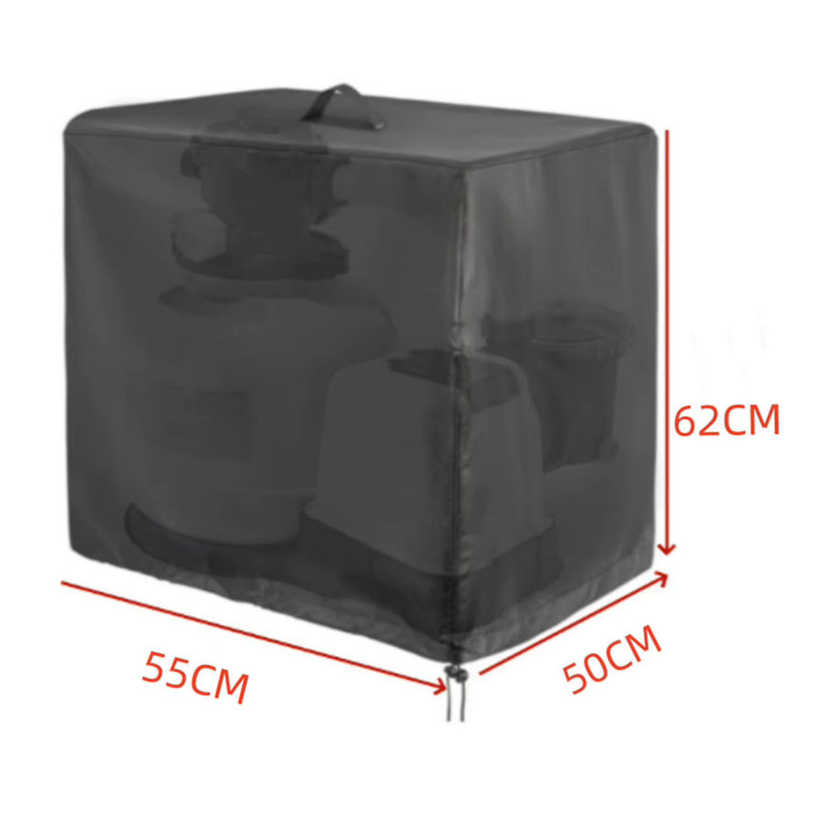 LEENKEA Wasserdichte Sandfilterabdeckung aus 420D Oxford-Gewebe für Krystal Clear Pool Pumpen, Schwarz, H x B x T: 62 x 55 x 50 cm - Bild 4