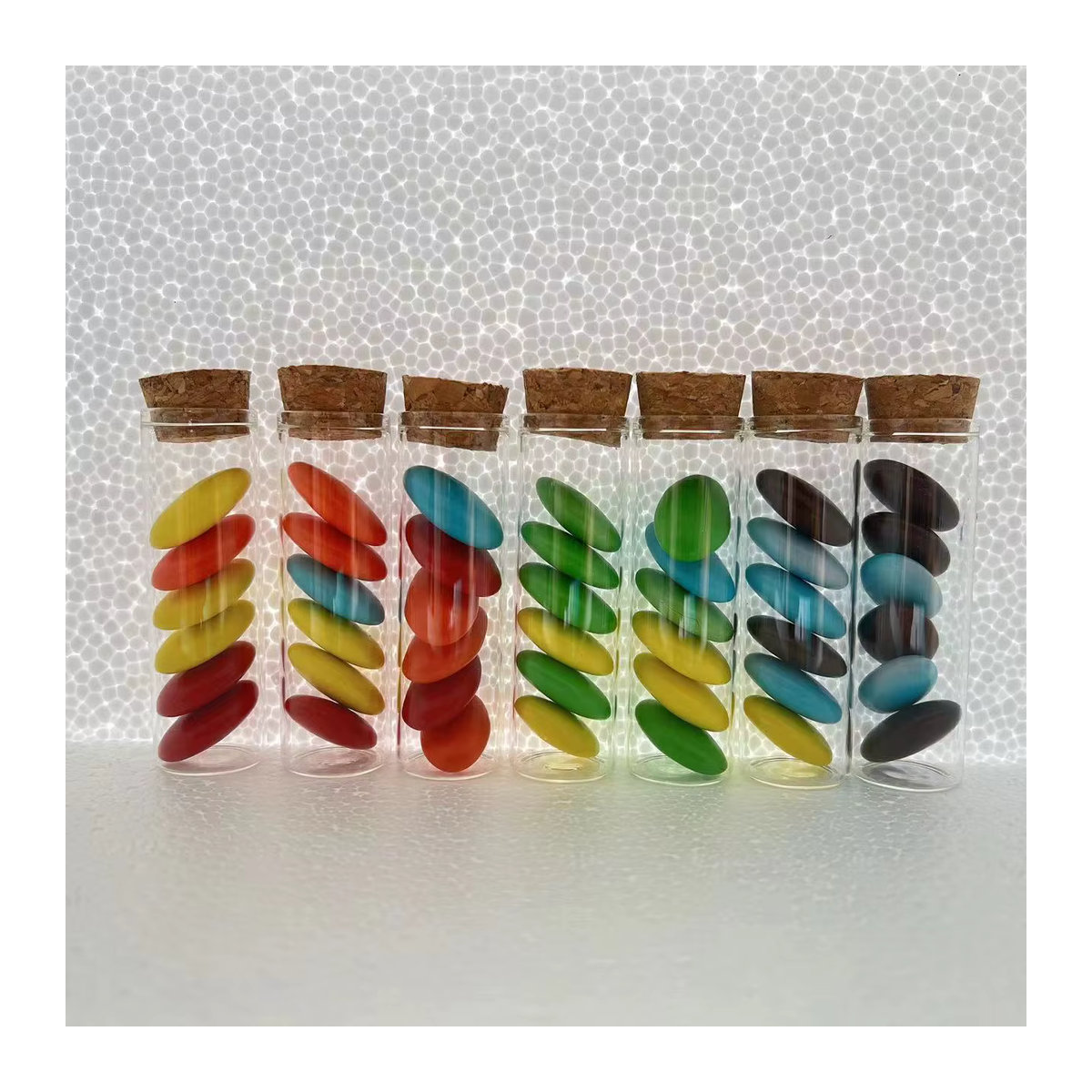 Leere Glasflaschen mit Korkverschluss für Hochzeit und DIY-Bastelarbeiten, transparent und weiß, Durchmesser: 2,5 cm - Bild 2