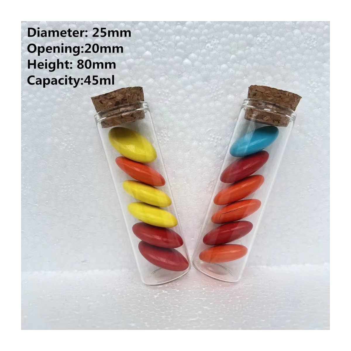 Leere Glasflaschen mit Korkverschluss für Hochzeit und DIY-Bastelarbeiten, transparent und weiß, Durchmesser: 2,5 cm - Bild 4