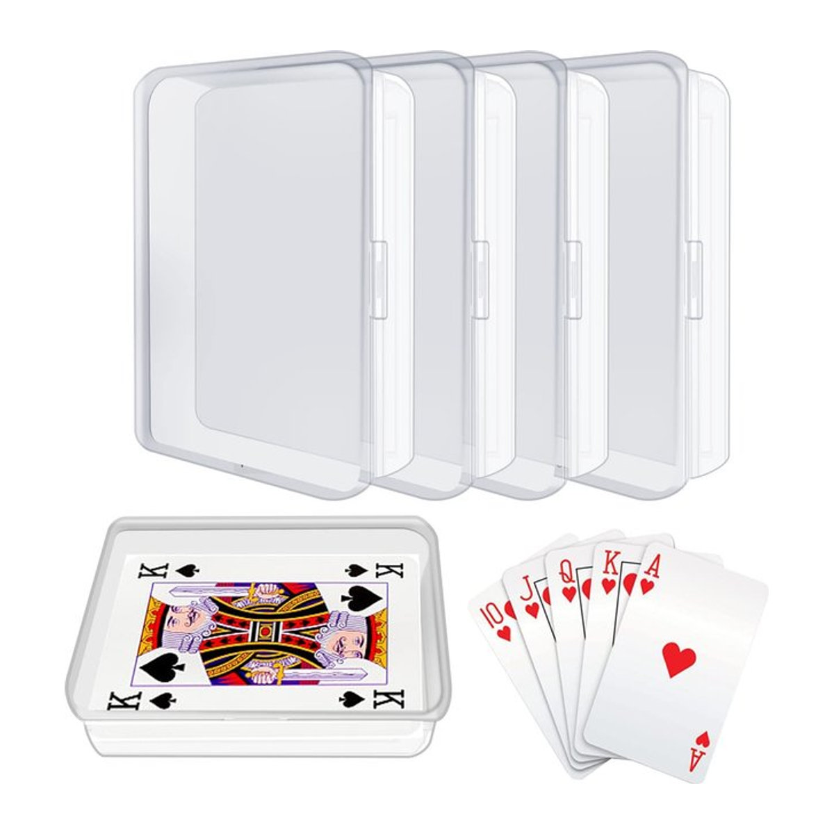 Leere Kunststoff-Spielkartenboxen mit Schnappverschluss für Visitenkarten und Bankkarten, 2er oder 4er Set, Transparent und Weiß - Bild 1