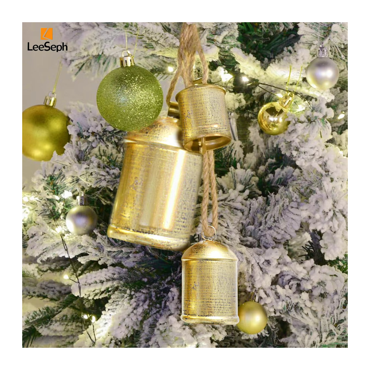 Leeseph Weihnachts-Hängeornament aus Metall, Goldene Glocke für deine festliche Dekoration - Bild 6