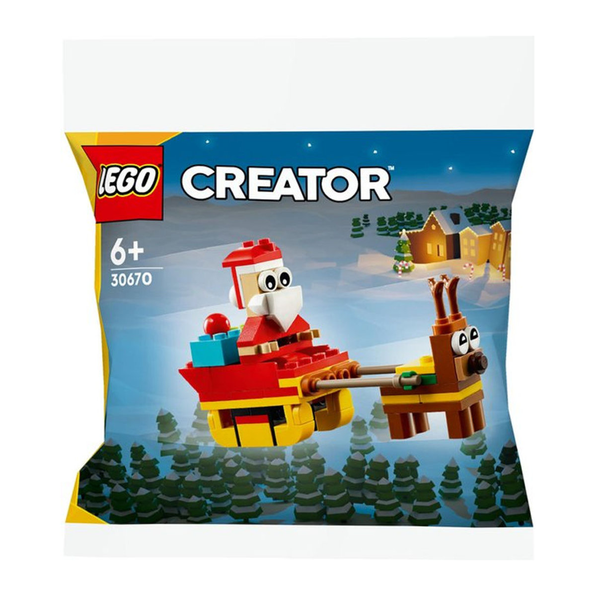 Lego Weihnachtsmann auf Schlittenfahrt mit Rentier als mehrfarbige Kunststoff-Dekofigur für Kinder - Bild 1