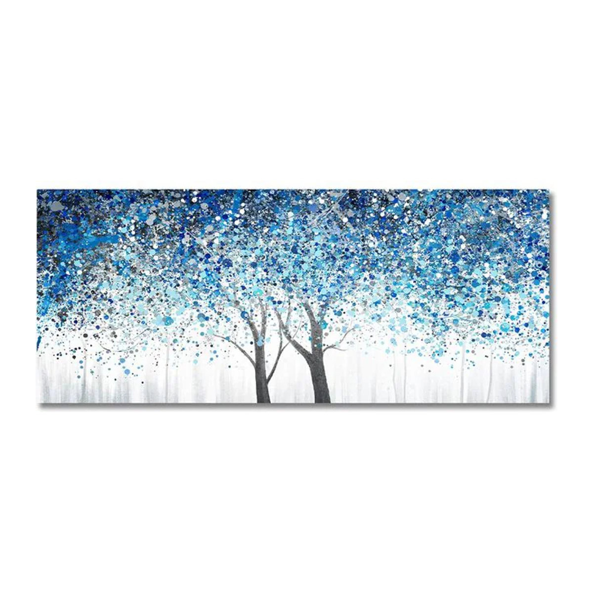 Leibert Art Decoration Painting Abstrakt Florale Leinwand Wandkunst Skandinavisch Mehrfarbig Blau B/H: 40 x 20 cm - Bild 1