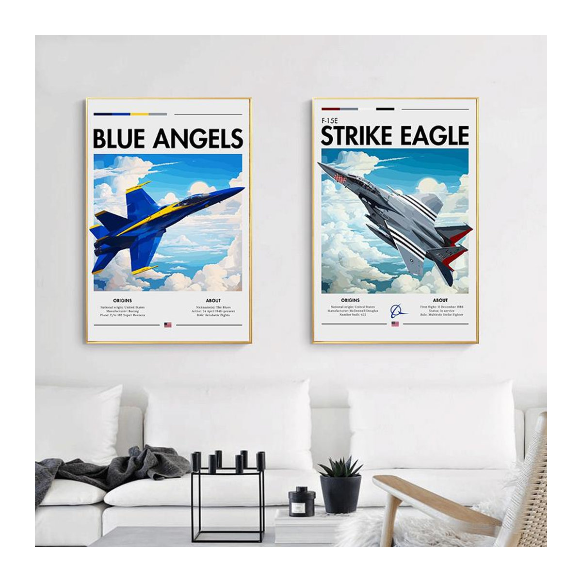 Leibert Art Decoration Painting Überschalljäger Jet Poster, mehrfarbiges Flugzeug Leinwandgemälde für die Wandmontage, B: 50 cm, H: 40 cm, Rahmenlos - Bild 2
