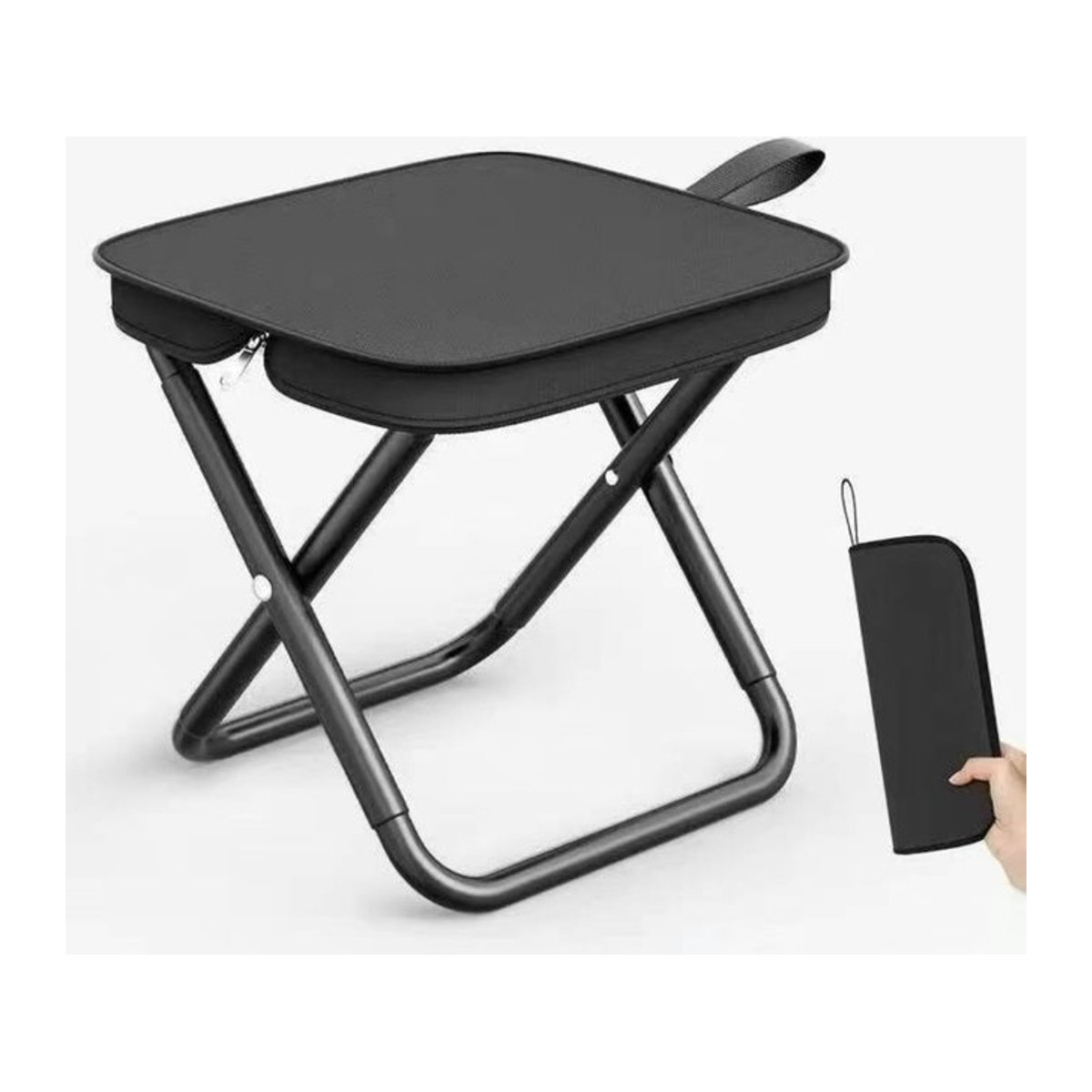 Leichter Camping-Klappstuhl und Outdoor-Klapphocker aus Metall in Grün oder Schwarz - Bild 1