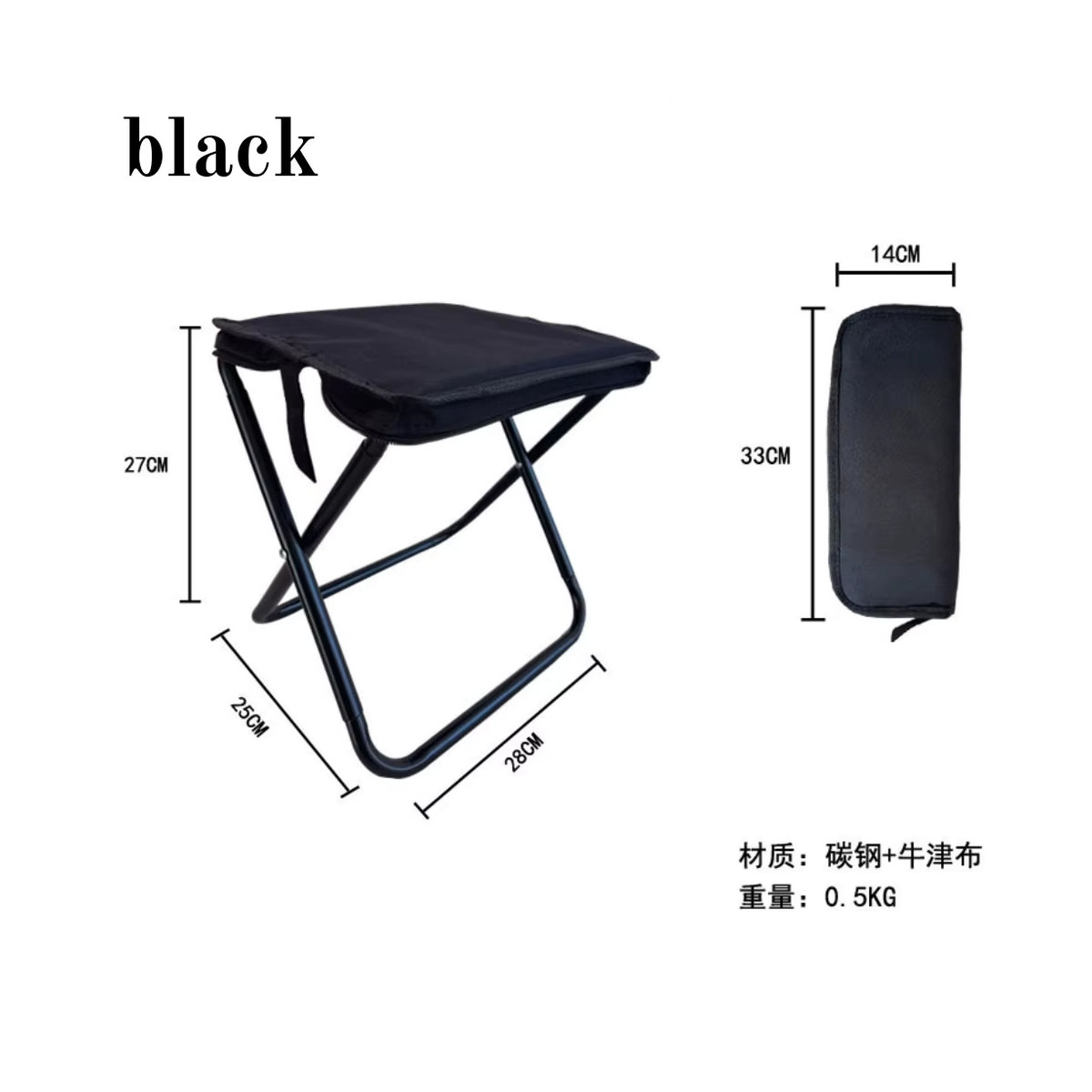 Leichter Camping-Klappstuhl und Outdoor-Klapphocker aus Metall in Grün oder Schwarz - Bild 4
