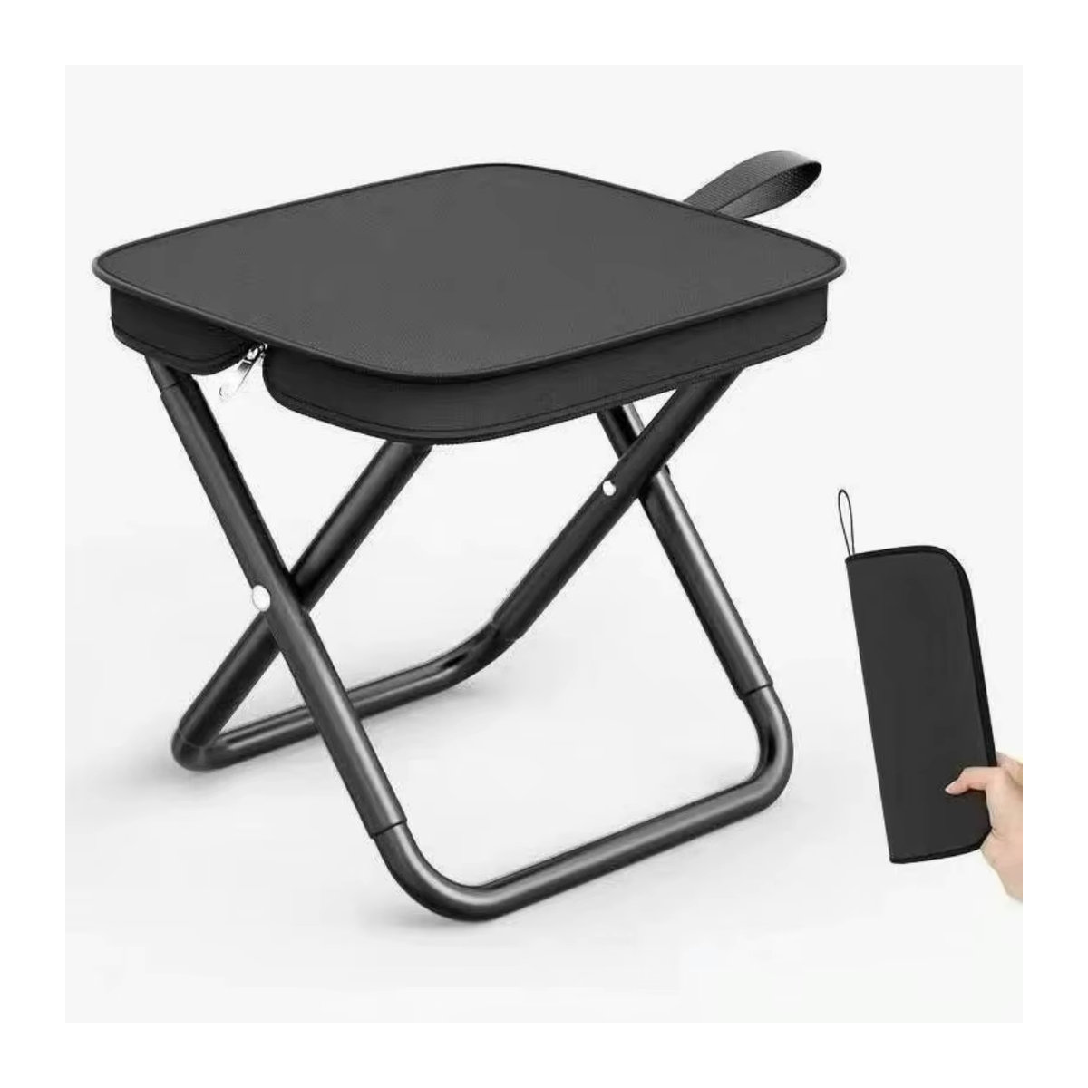 Leichter Camping-Klappstuhl und Outdoor-Klapphocker aus Metall in Grün oder Schwarz - Bild 5