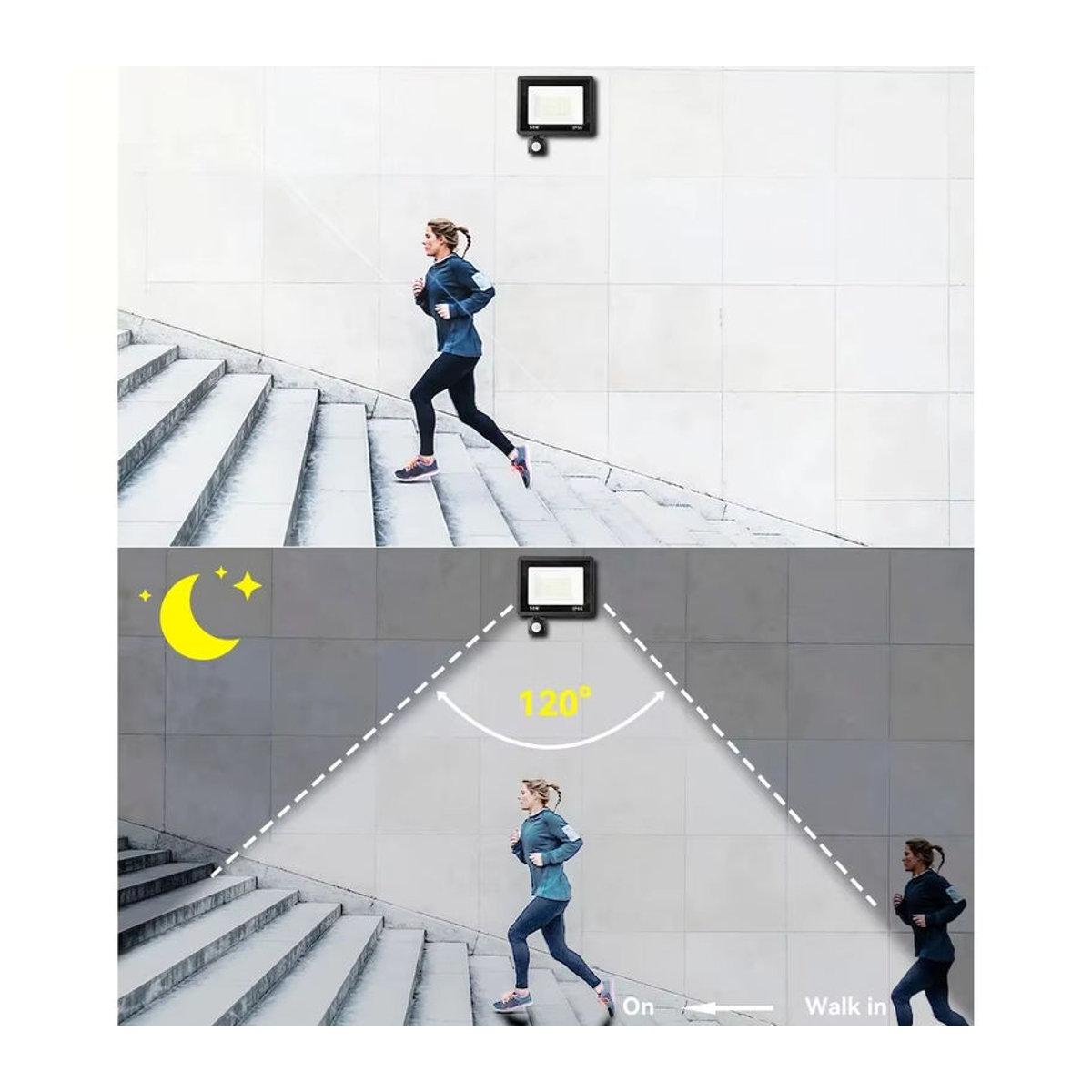 LeiiGeeGo LED Außenstrahler mit Bewegungssensor in Schwarz, moderner LED Flutlicht Strahler für Innen und Outdoor - Bild 3