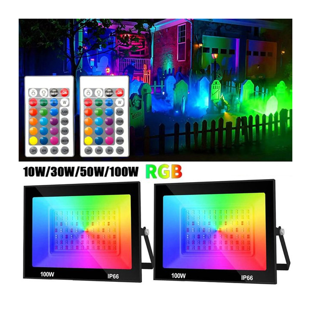 LeiiGeeGo RGB LED Außenstrahler IP66 Wasserdicht in Schwarz - Bild 1