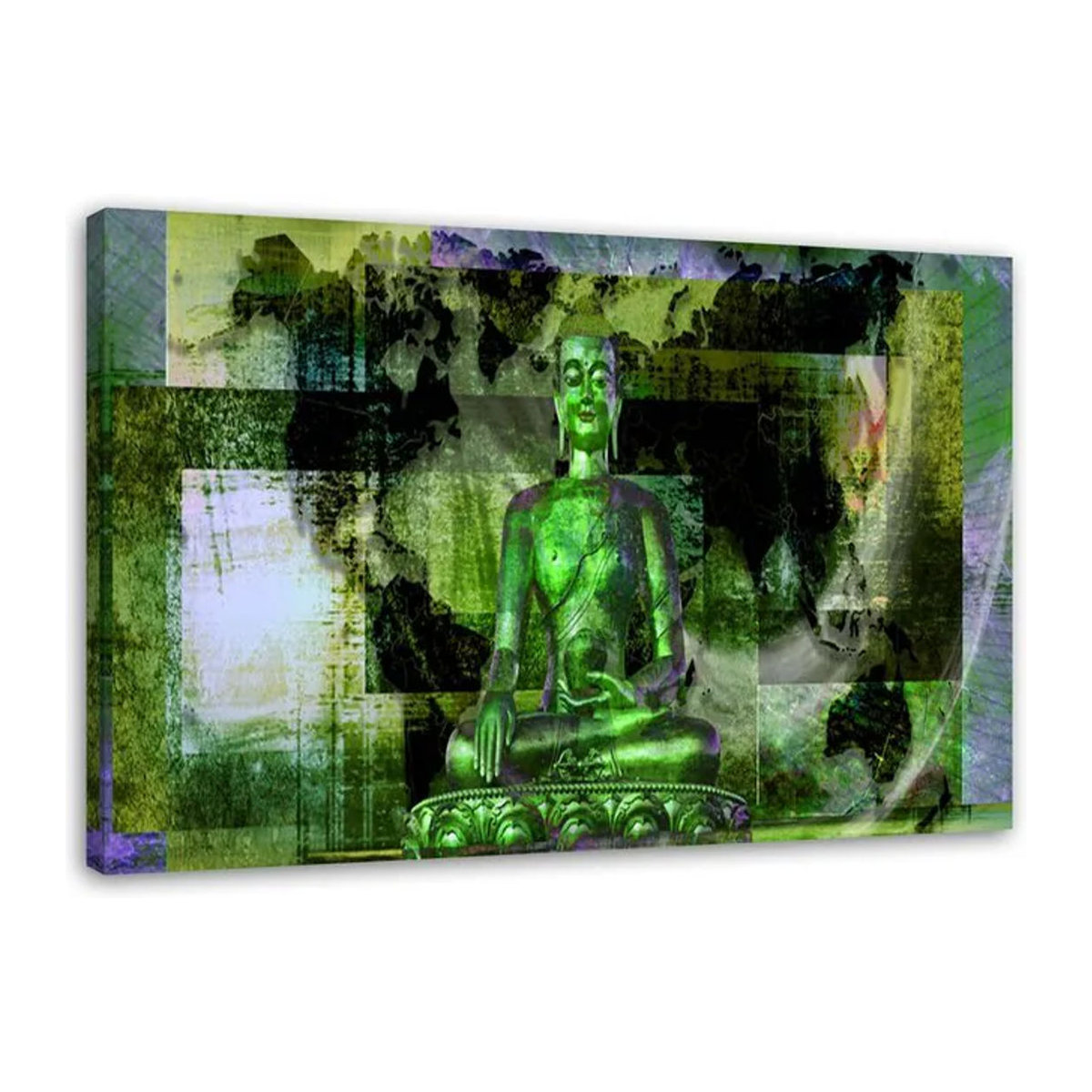 Leinwandbild Feeby Abstrakter Buddha Zen Spa in Grün, B: 60 cm, H: 40 cm - Bild 1
