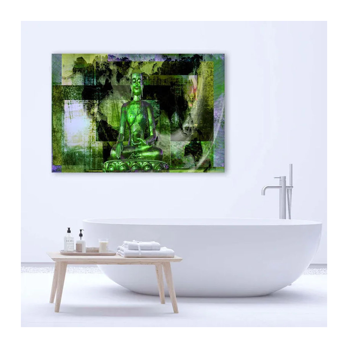 Leinwandbild Feeby Abstrakter Buddha Zen Spa in Grün, B: 60 cm, H: 40 cm - Bild 3