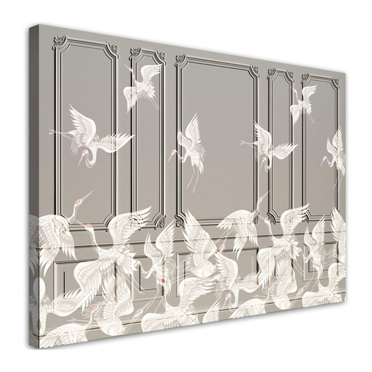 Leinwandbild Kraniche im Flug von Feeby, modern, grau, B: 60 cm, H: 40 cm - Bild 1