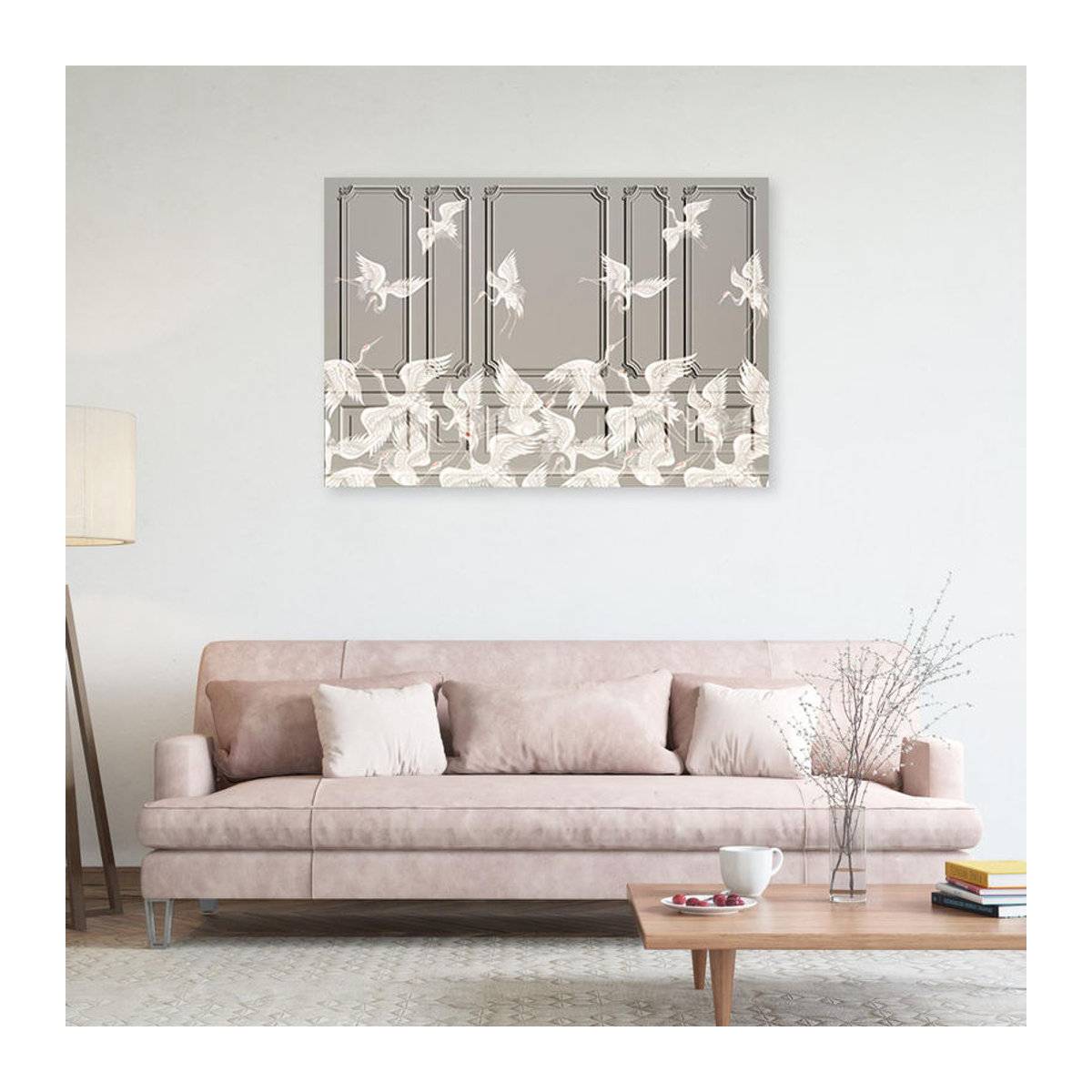 Leinwandbild Kraniche im Flug von Feeby, modern, grau, B: 60 cm, H: 40 cm - Bild 3