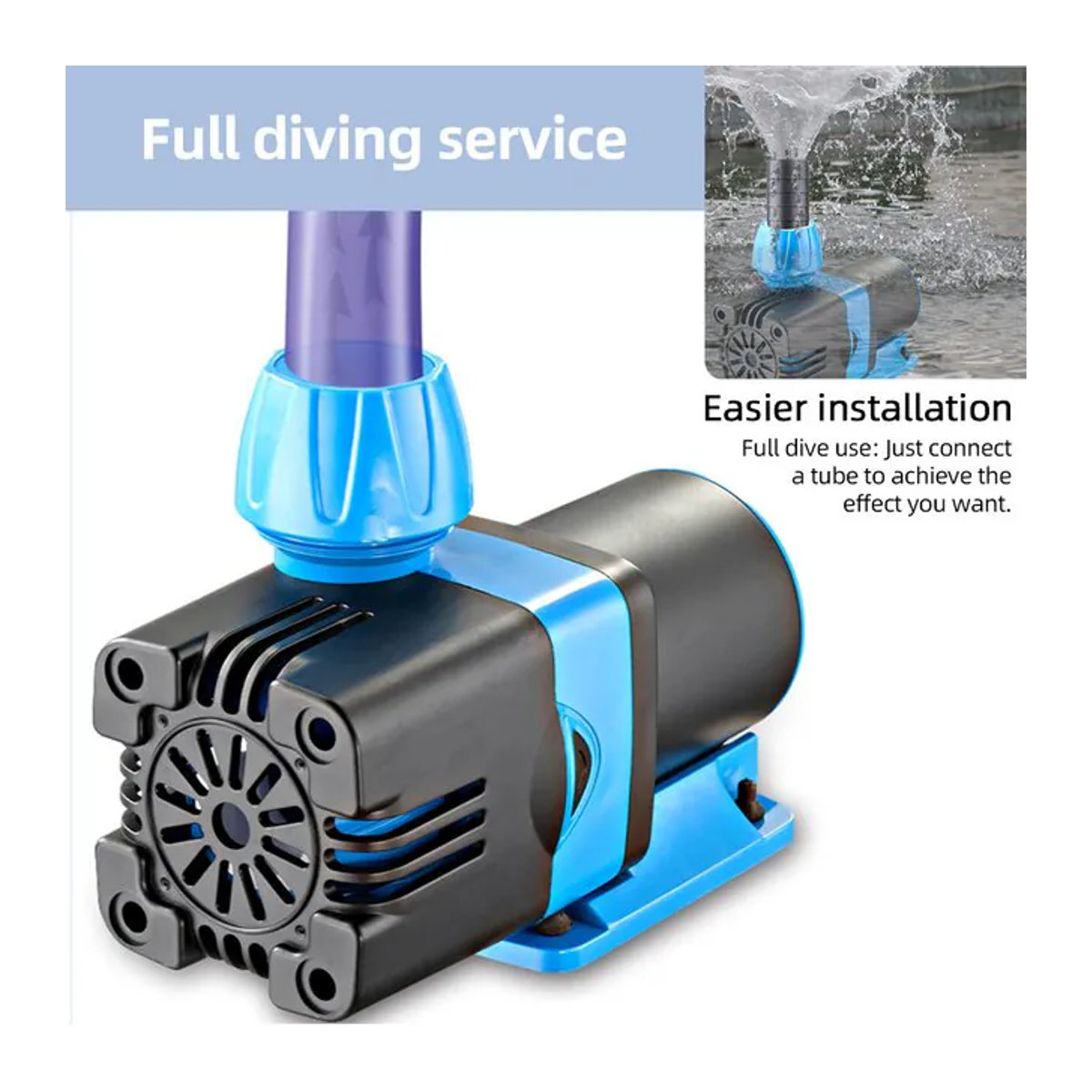 Leise Gleichstrom Tauchwasserpumpe mit Sinuswellen-Technologie und variabler Frequenz in Blau für Teich, Brunnen und Frischwasser - Bild 1