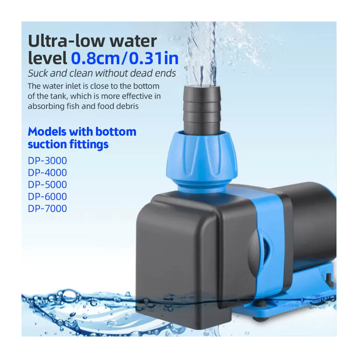 Leise Gleichstrom Tauchwasserpumpe mit Sinuswellen-Technologie und variabler Frequenz in Blau für Teich, Brunnen und Frischwasser - Bild 3