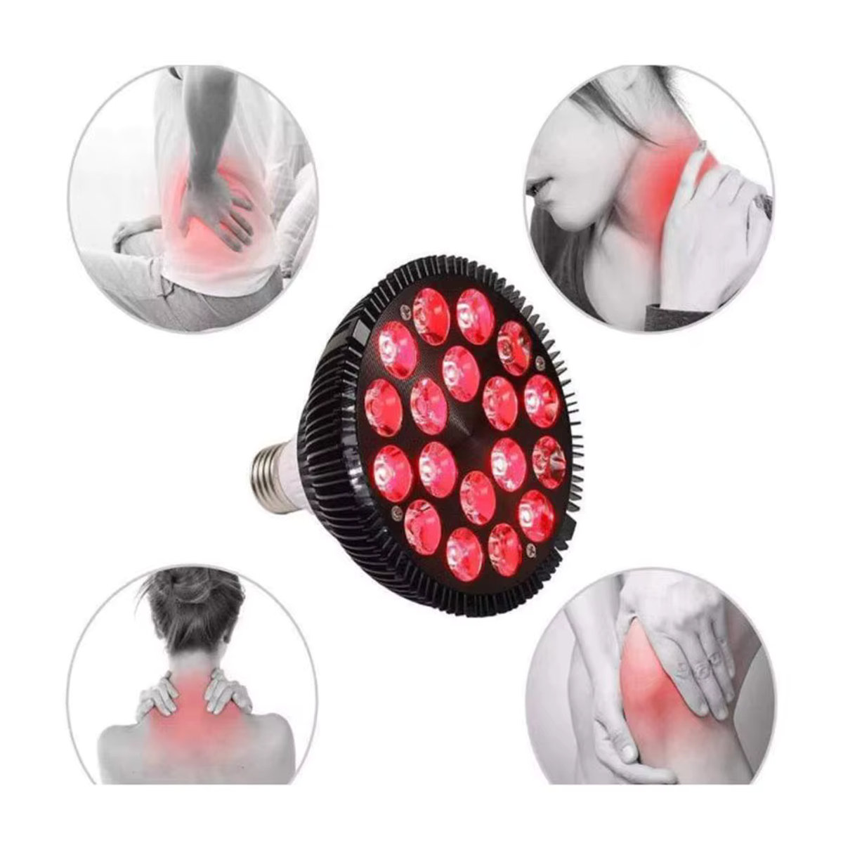 Leistungsstarke Rotlichttherapie-Glühbirne mit E27 Anschluss für Anti-Aging und Schmerzlinderung durch 660 nm Rotlicht und 850 nm Nahinfrarot-Licht - Bild 3