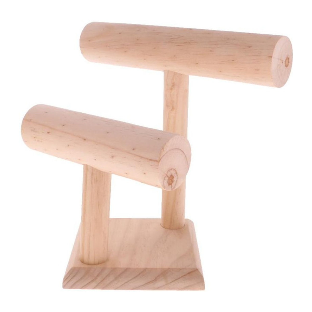 Leisure Times Schmuckständer aus Holz mit 2 Ebenen und T-Bar für Armbänder und Uhren in Braun und Beige - Bild 1