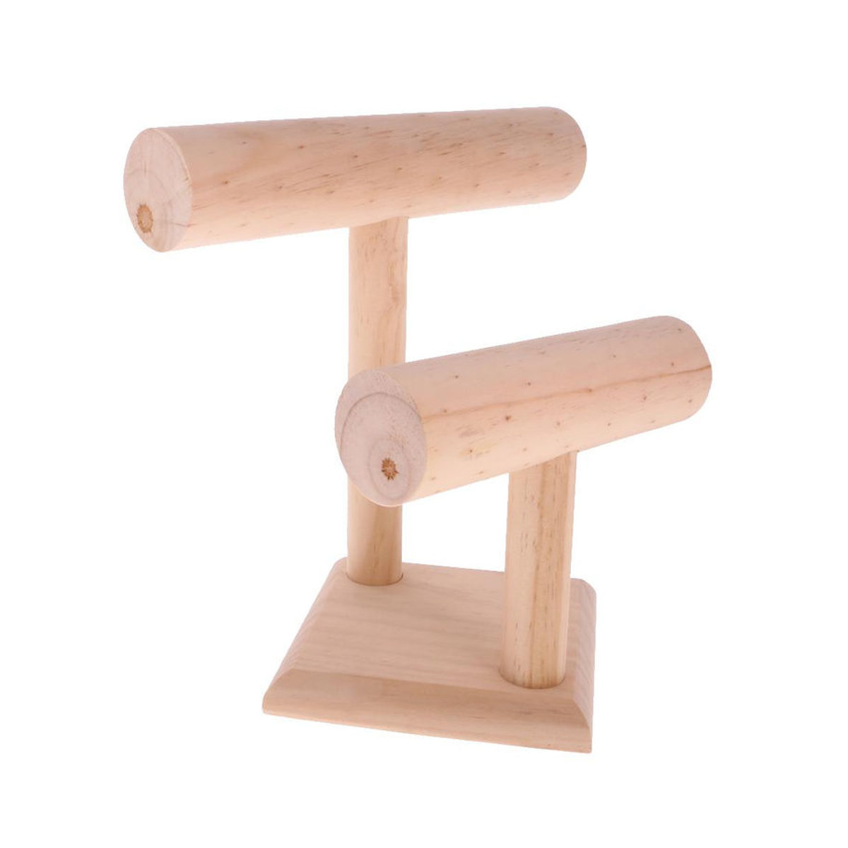 Leisure Times Schmuckständer aus Holz mit 2 Ebenen und T-Bar für Armbänder und Uhren in Braun und Beige - Bild 2