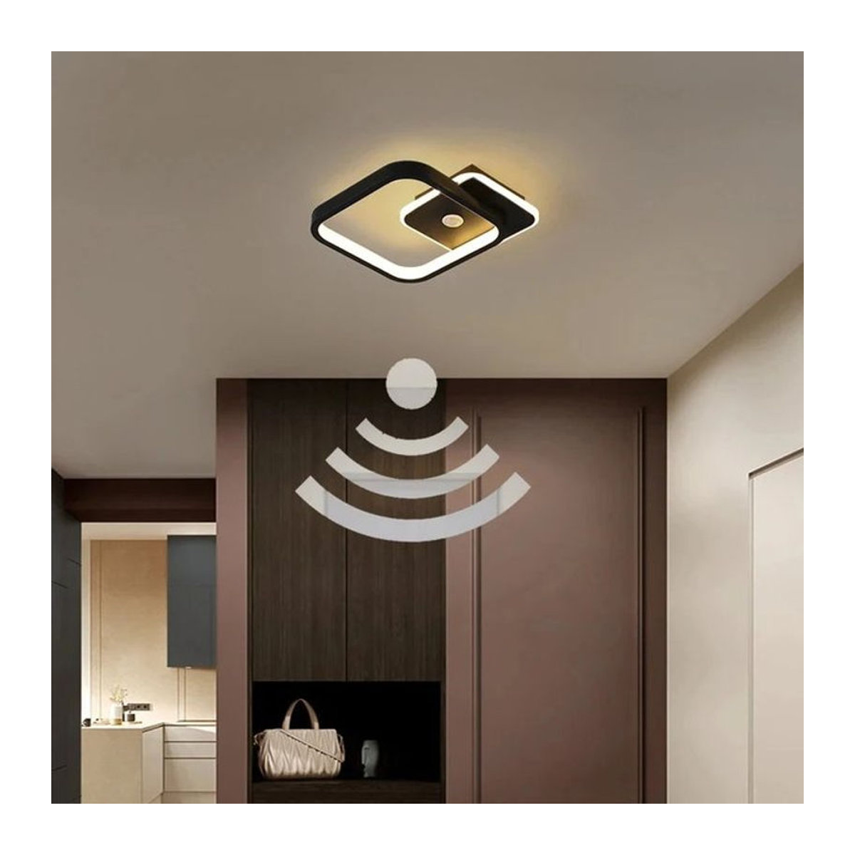 LEITELL Moderne Deckenlampe aus Metall mit PIR-Bewegungsmelder in Schwarz - Bild 1