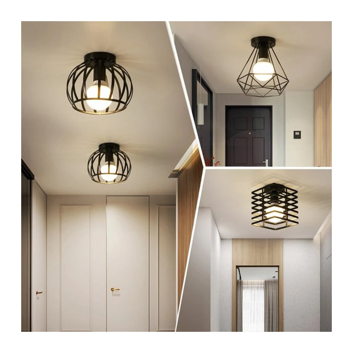 LEITELL Retro Industrial Deckenlampe aus Metall für E27 Leuchtmittel in Schwarz - Bild 1