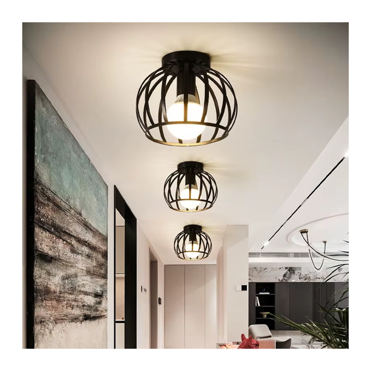 LEITELL Retro Industrial Deckenlampe aus Metall für E27 Leuchtmittel in Schwarz - Bild 2