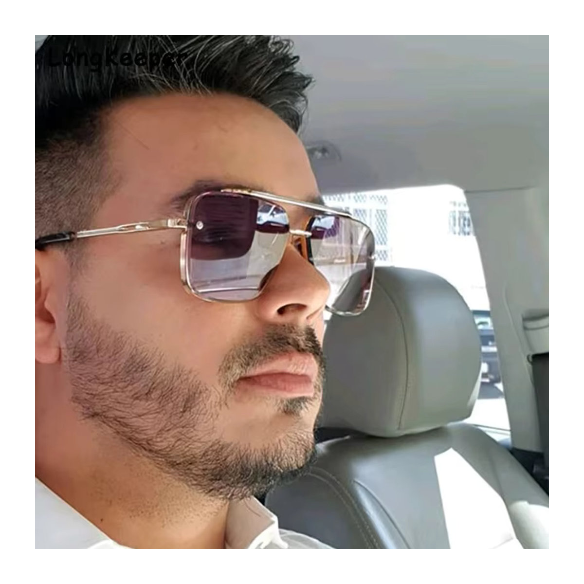 LENMOSC Sonnenbrille mit Farbverlauf und großem Metallrahmen für Damen und Herren - Bild 2