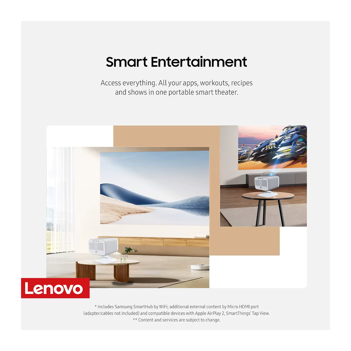 Lenovo 100P PK hy300 pro Projektor Full HD 1080p LED Laser Heimkino Projektor mit Wifi und 1140 ANSI Lumen in Weiß - Bild 3