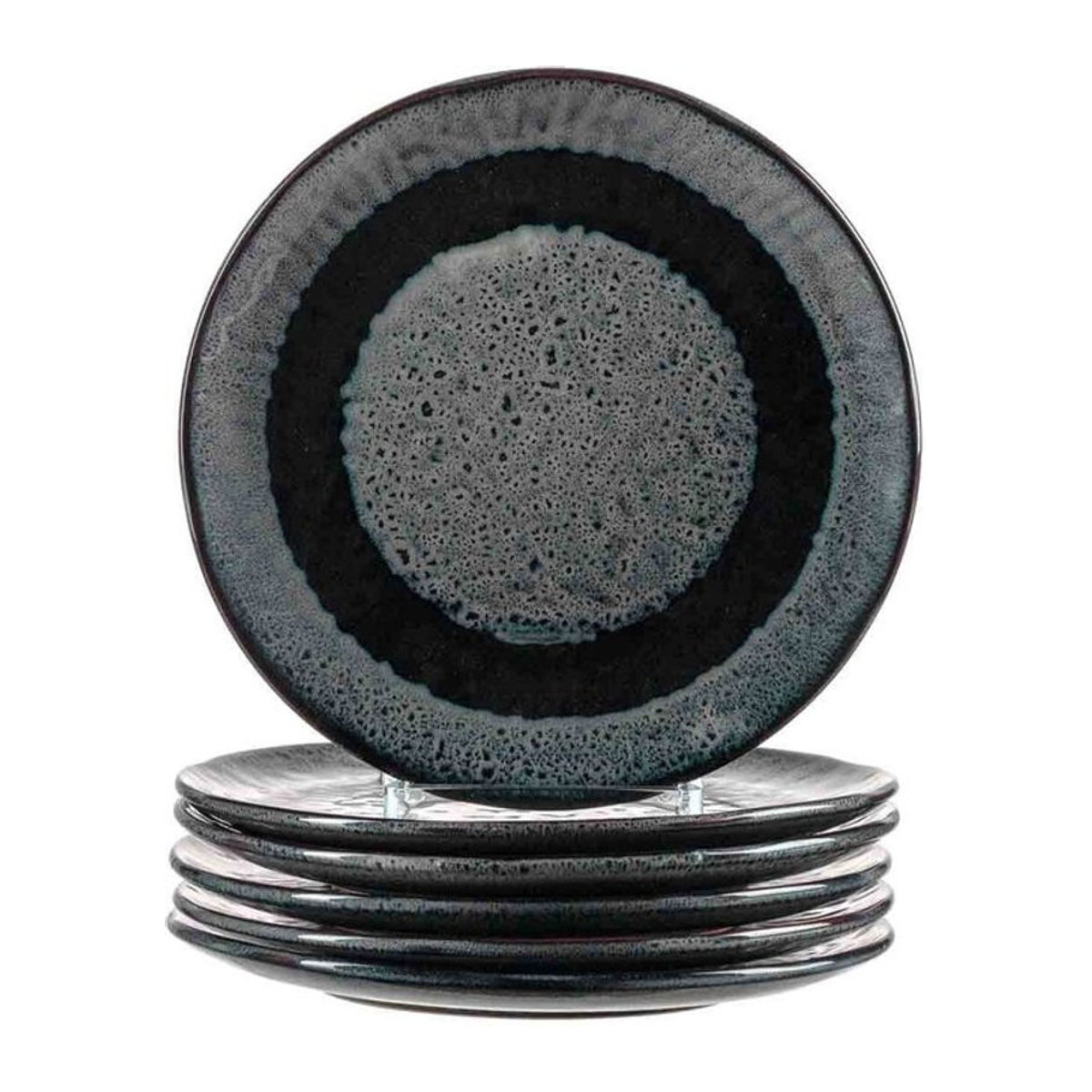 Leonardo Matera Teller aus Keramik in Grau, 6er Set, rund, Durchmesser: 22,5 cm - Bild 1