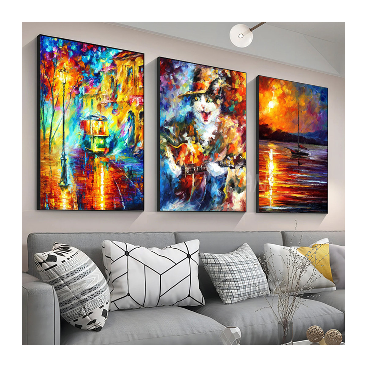 Leonid Afremov Ölgemälde Poster als Landschaftsdruck auf Papier, mehrfarbig, B: 15 cm, H: 10 cm - Bild 1