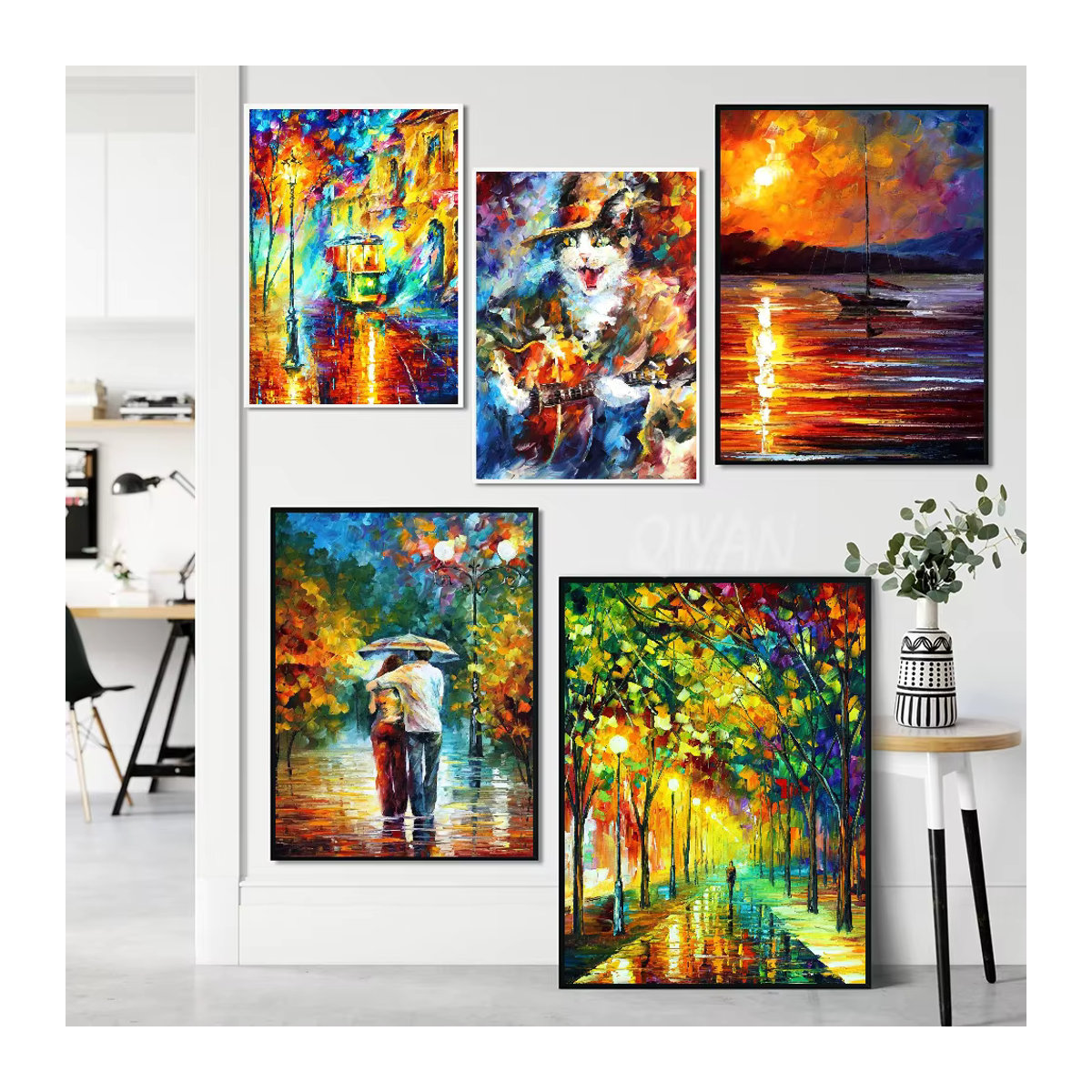 Leonid Afremov Ölgemälde Poster als Landschaftsdruck auf Papier, mehrfarbig, B: 15 cm, H: 10 cm - Bild 2