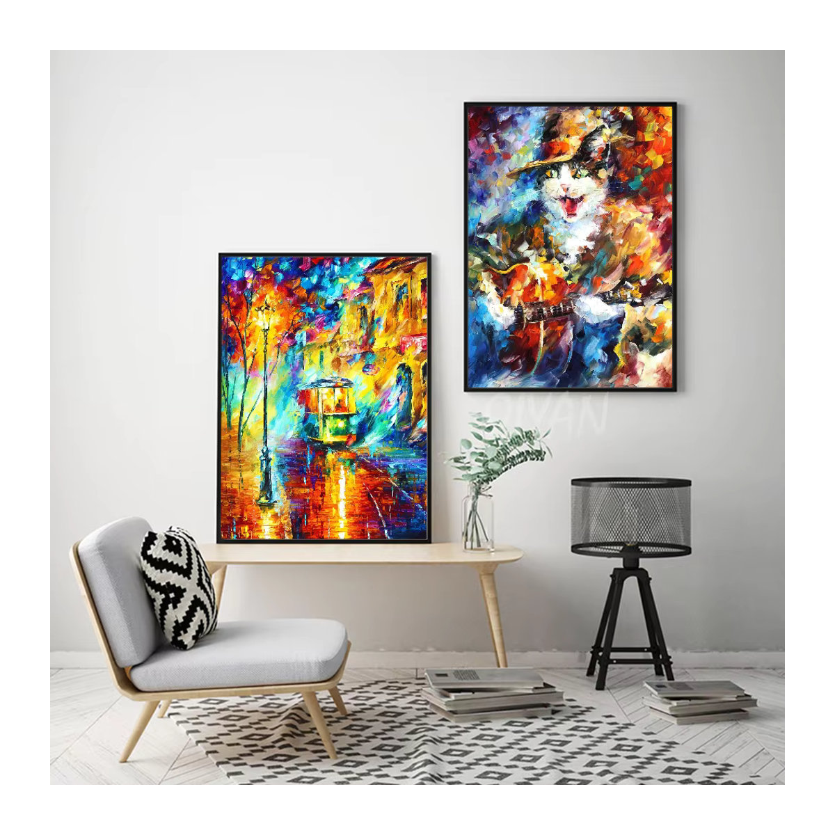 Leonid Afremov Ölgemälde Poster als Landschaftsdruck auf Papier, mehrfarbig, B: 15 cm, H: 10 cm - Bild 3