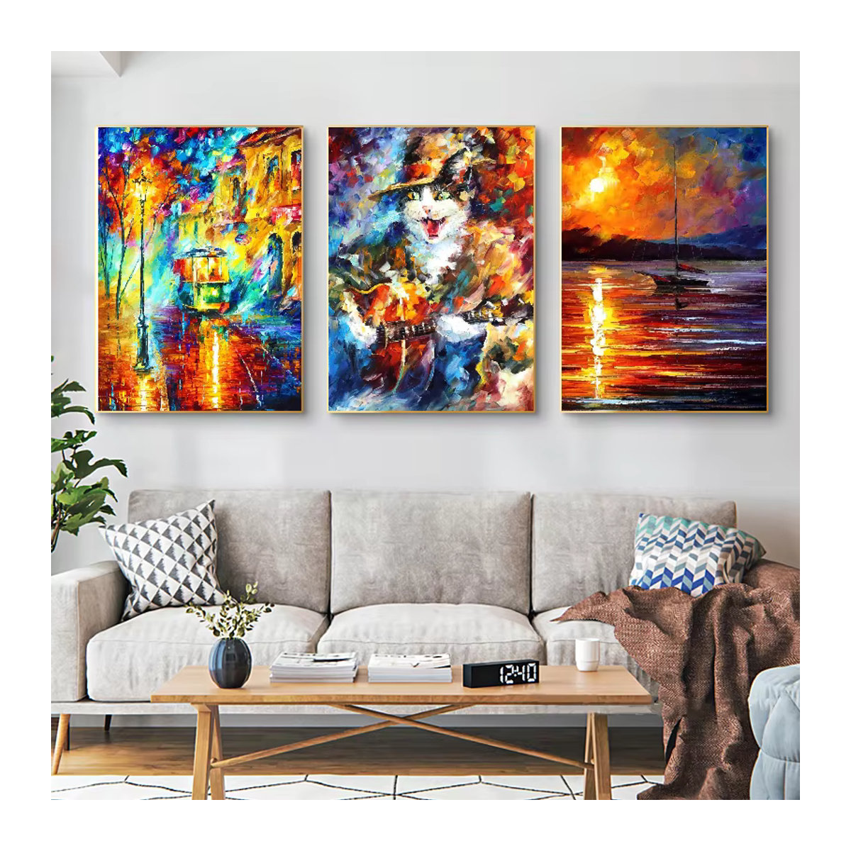 Leonid Afremov Ölgemälde Poster als Landschaftsdruck auf Papier, mehrfarbig, B: 15 cm, H: 10 cm - Bild 4